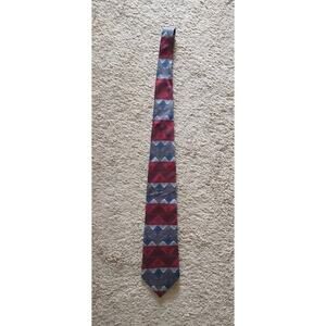 Vintage Murano Italia Necktie Burgandy Navy Gray 100% Silk Made in USA Dry Clean